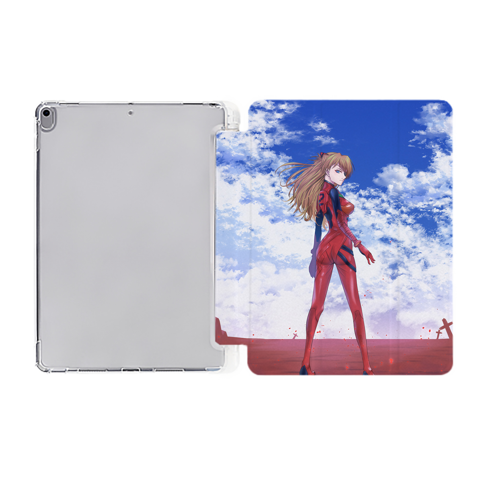 （画像用） EVA 新世紀エヴァンゲリオン IPad ケース ペン収納付き 三つ折りスタンド PUレザー×シリコン 対応機種9.5/10.5/10.9インチ